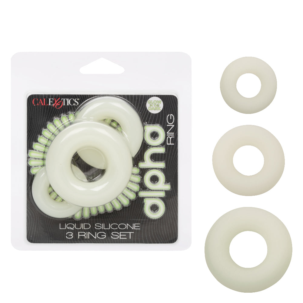 Alpha Glow-in-the-Dark Liquid Silicone 3 Ring Set - White Default Title
