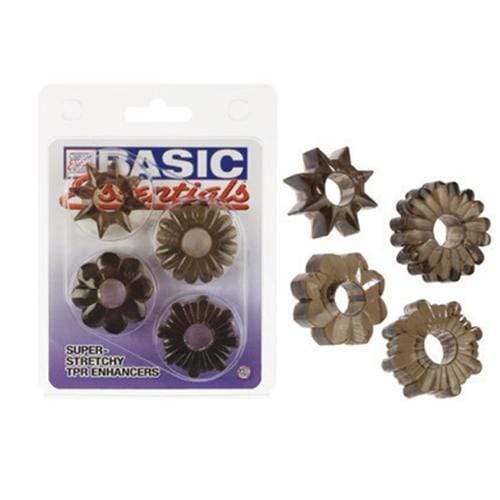 CalExotics Basic Essentials 4 Pack - Smoke — Cock Ring