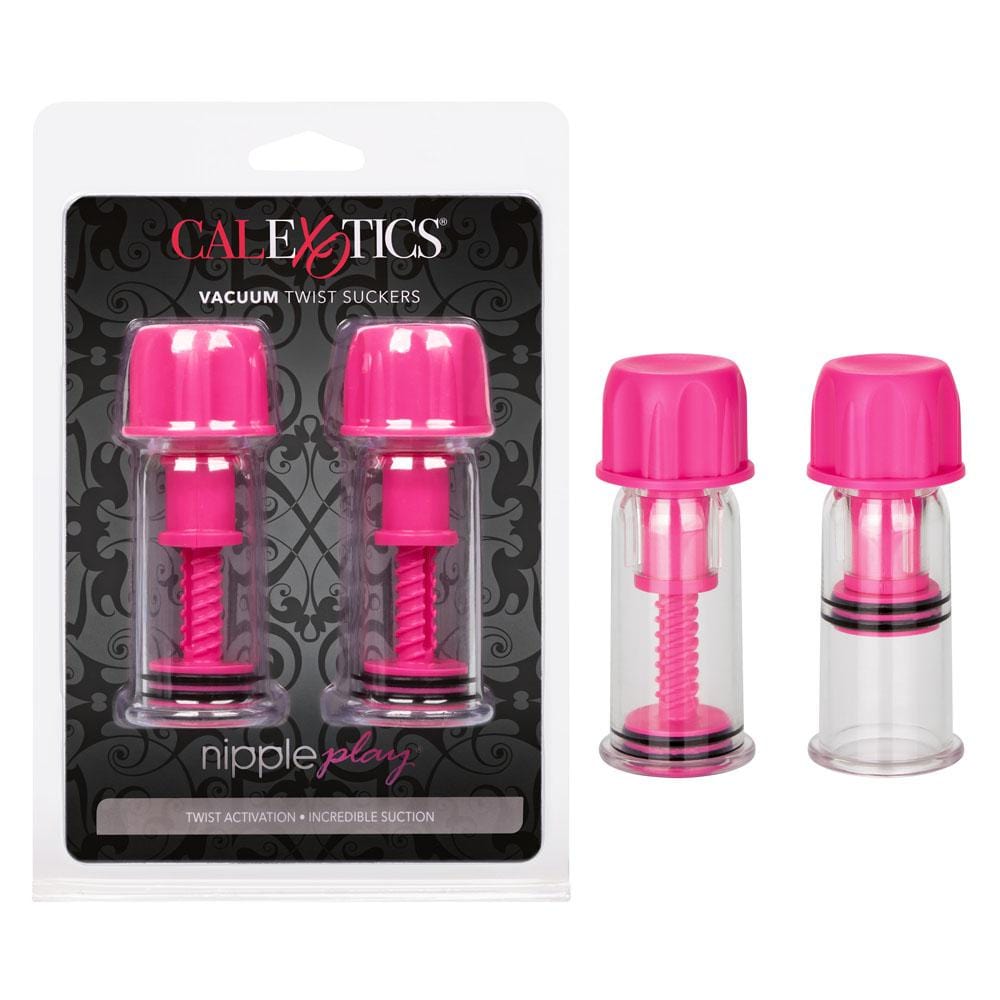 CalExotics Nipple Play Vacuum Twist Suckers - Pink — Silicone Bondage Toy