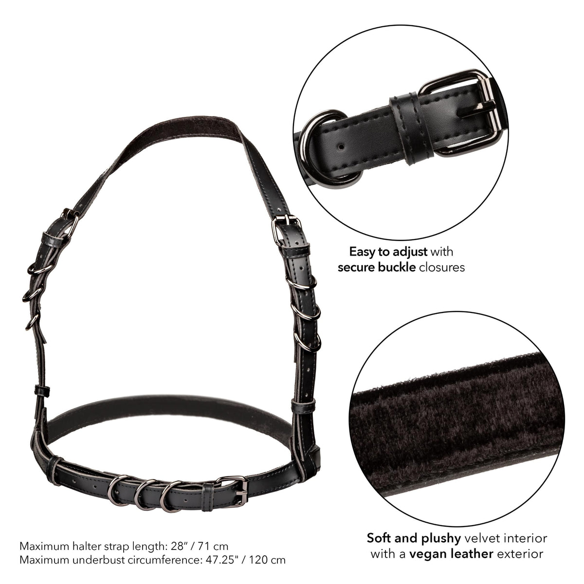 euphoria collection plus size halter buckle harness black