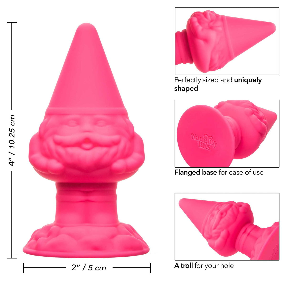 naughty bits anal gnome gnome butt plug pink