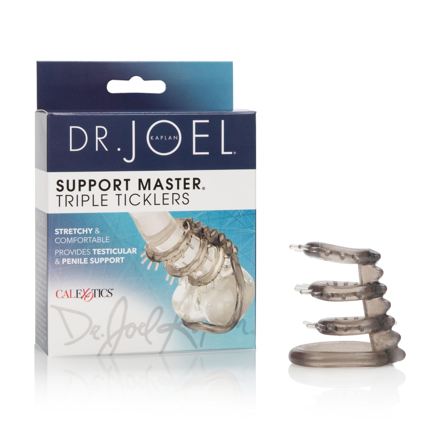 CalExotics Dr. Joel Kaplan Support Master Triple Ticklers - Smoke — Silicone Cock Ring