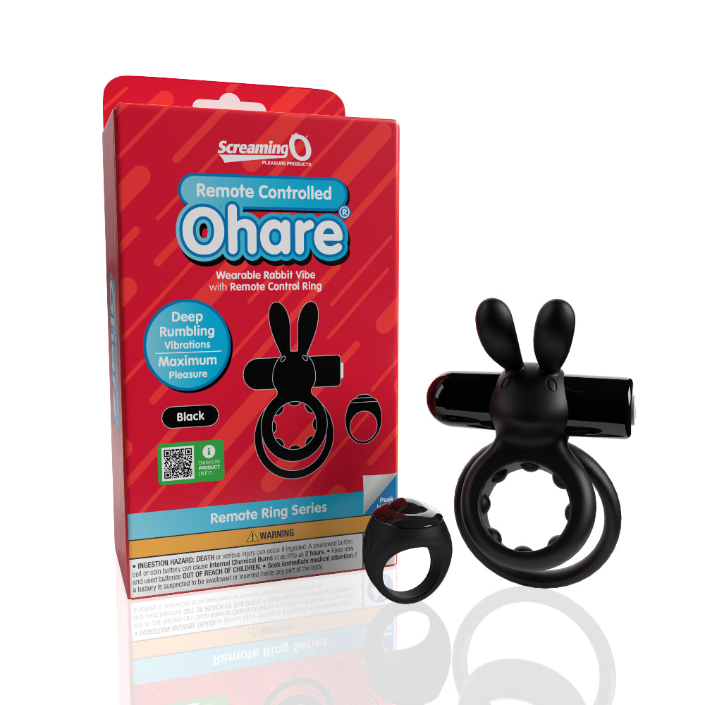 Screaming O Remote Controlled Ohare Vibrating Ring - Black