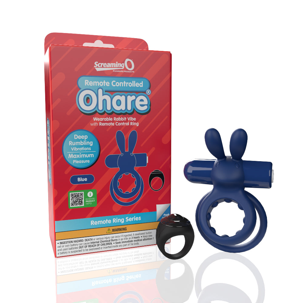 Screaming O Remote Controlled Ohare Vibrating Ring - Blue