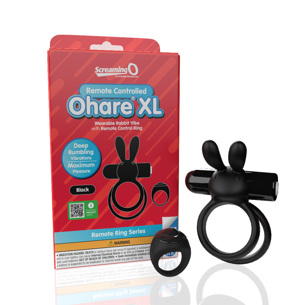 Screaming O Remote Controlled Ohare XL Vibrating  Ring - Black