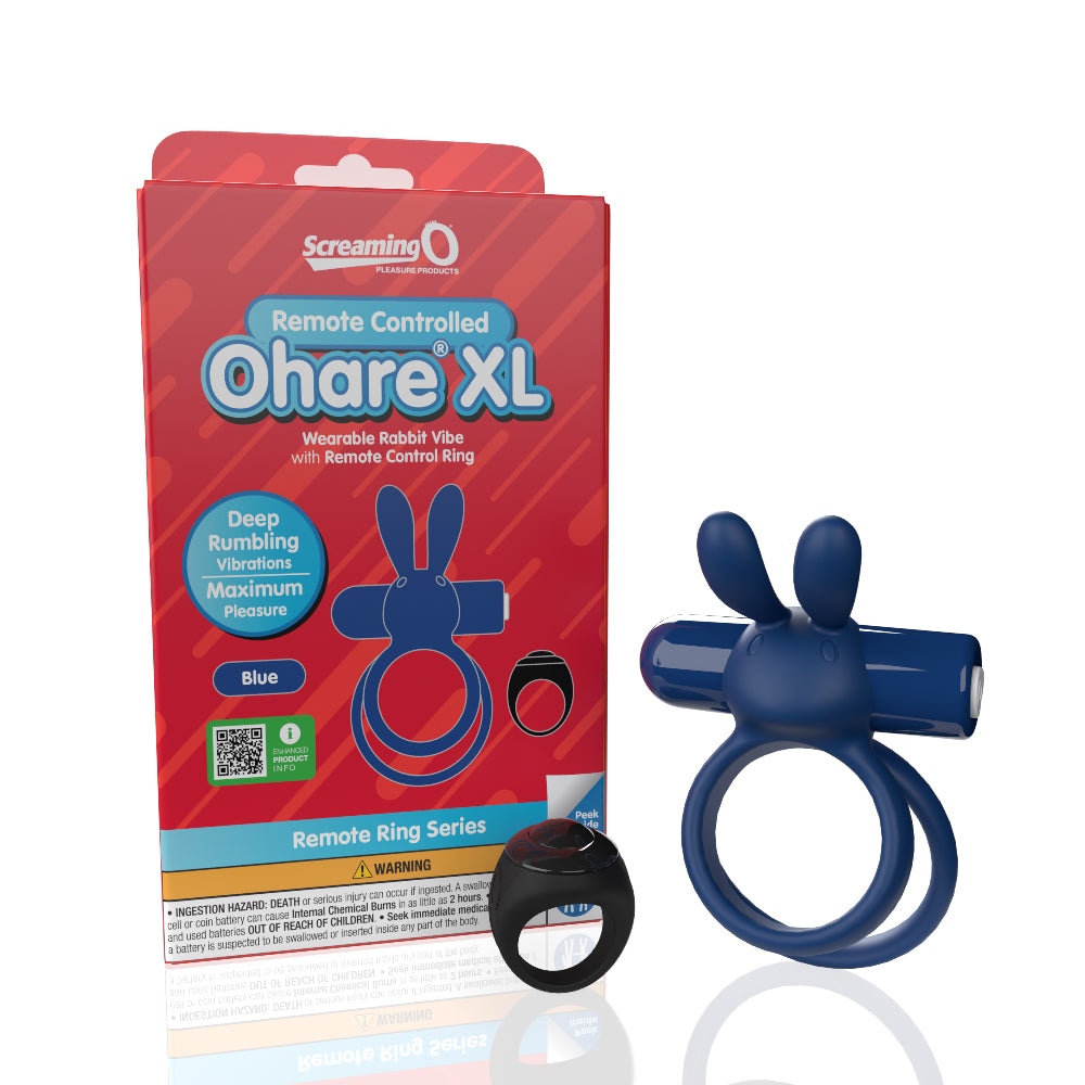 Screaming O Remote Controlled Ohare XL Vibrating  Ring - Blue