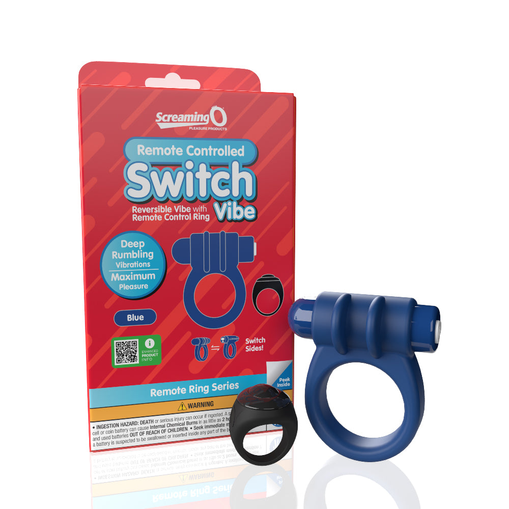 Screaming O Remote Controlled Switch Vibrating  Ring - Blue