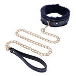 Sportsheets Cougar Fur Collar and Leash — blue bondage toy at Stuffgoodies