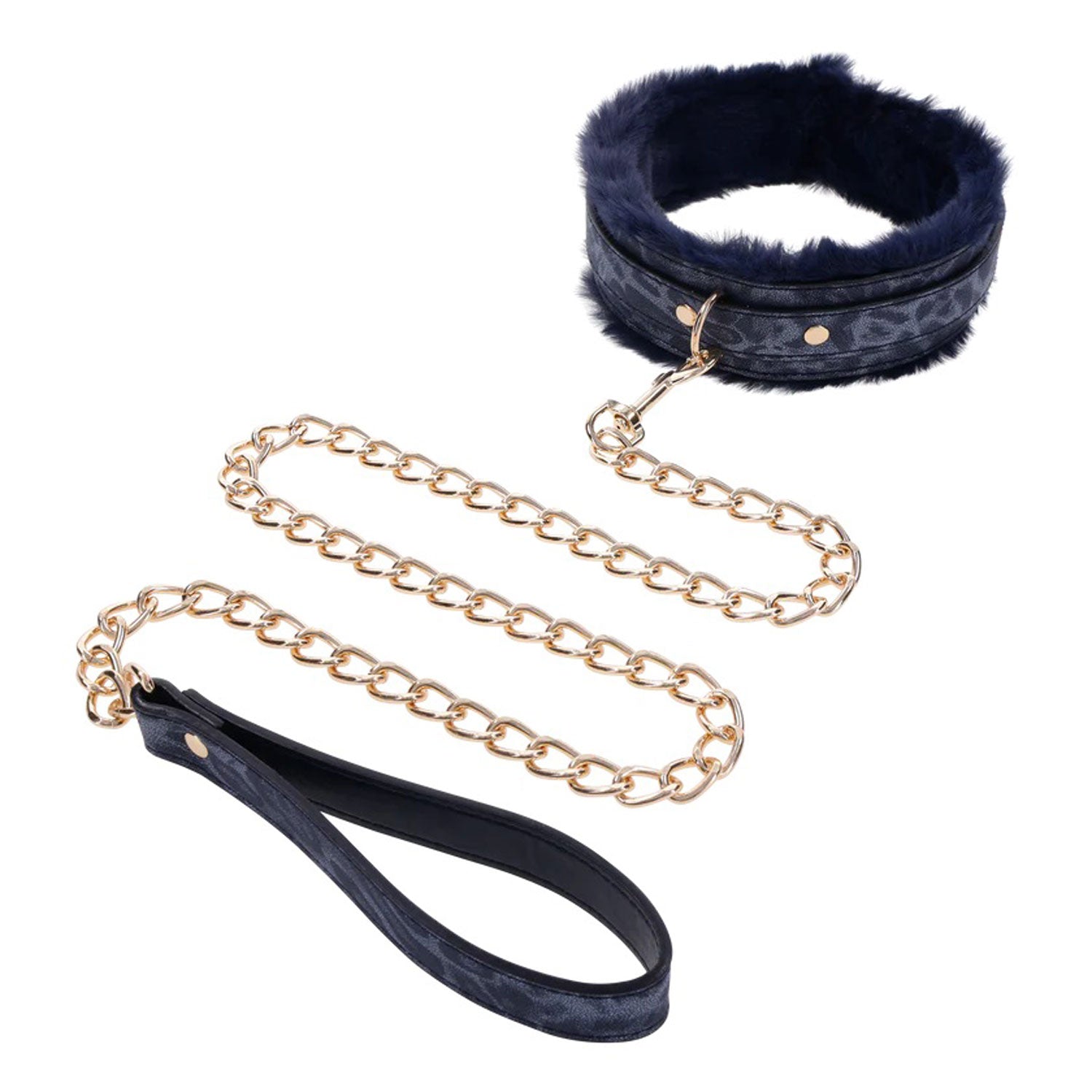 Sportsheets Cougar Fur Collar and Leash — blue bondage toy at Stuffgoodies