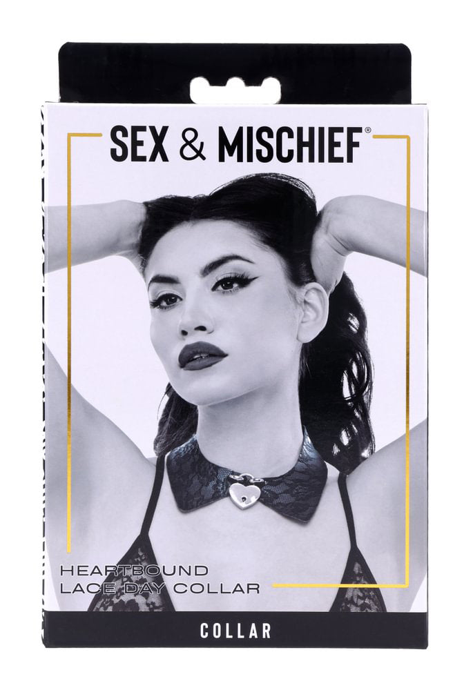 Sportsheets Heartbound Lace Day Collar — black bondage toy at Stuffgoodies