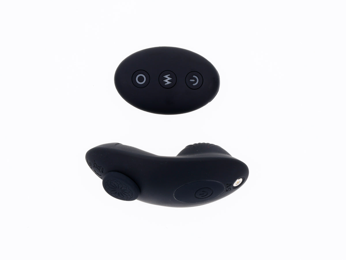Hidden Pocket Strap on With Remote Control  Vibrator - Black