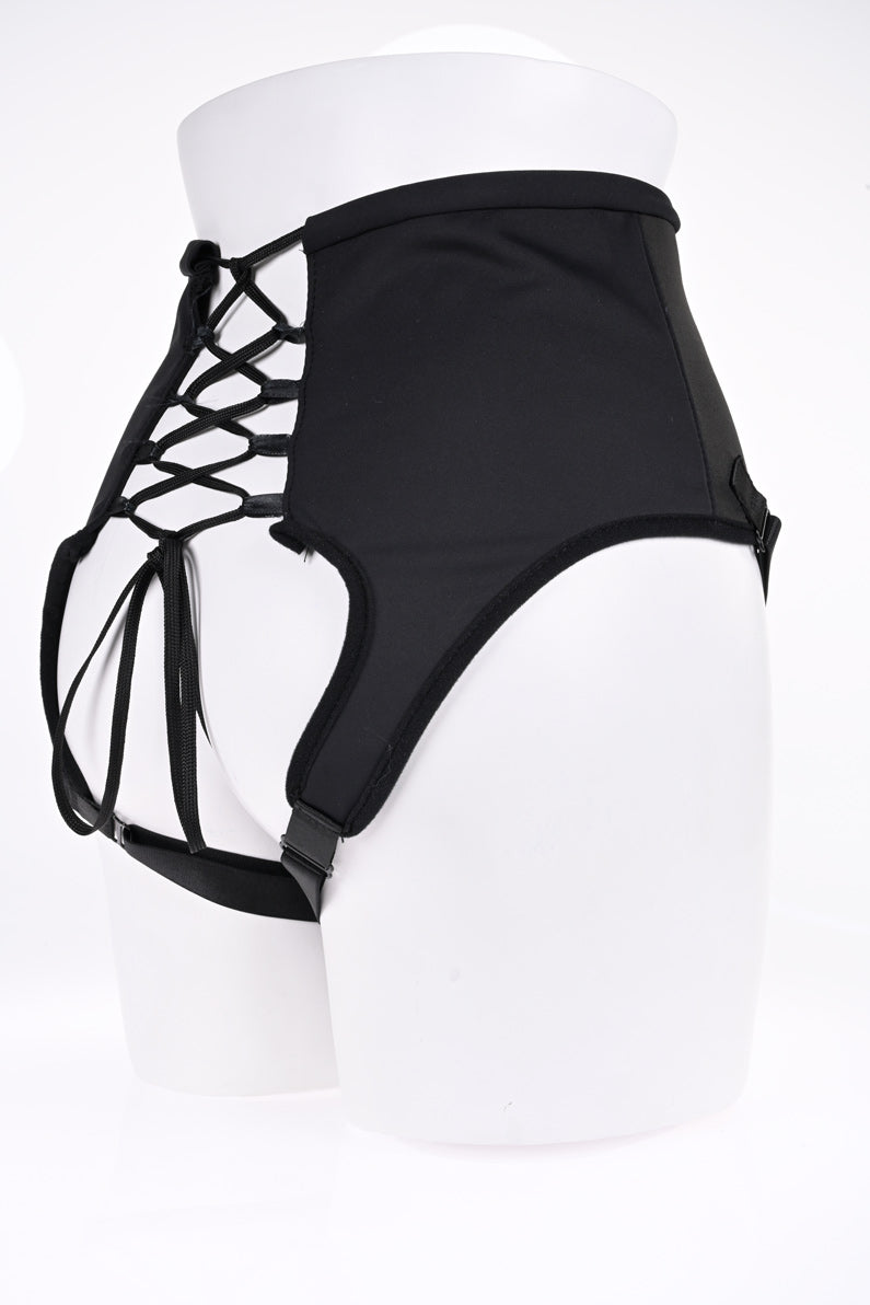 High Waisted Corset Strap on - Black
