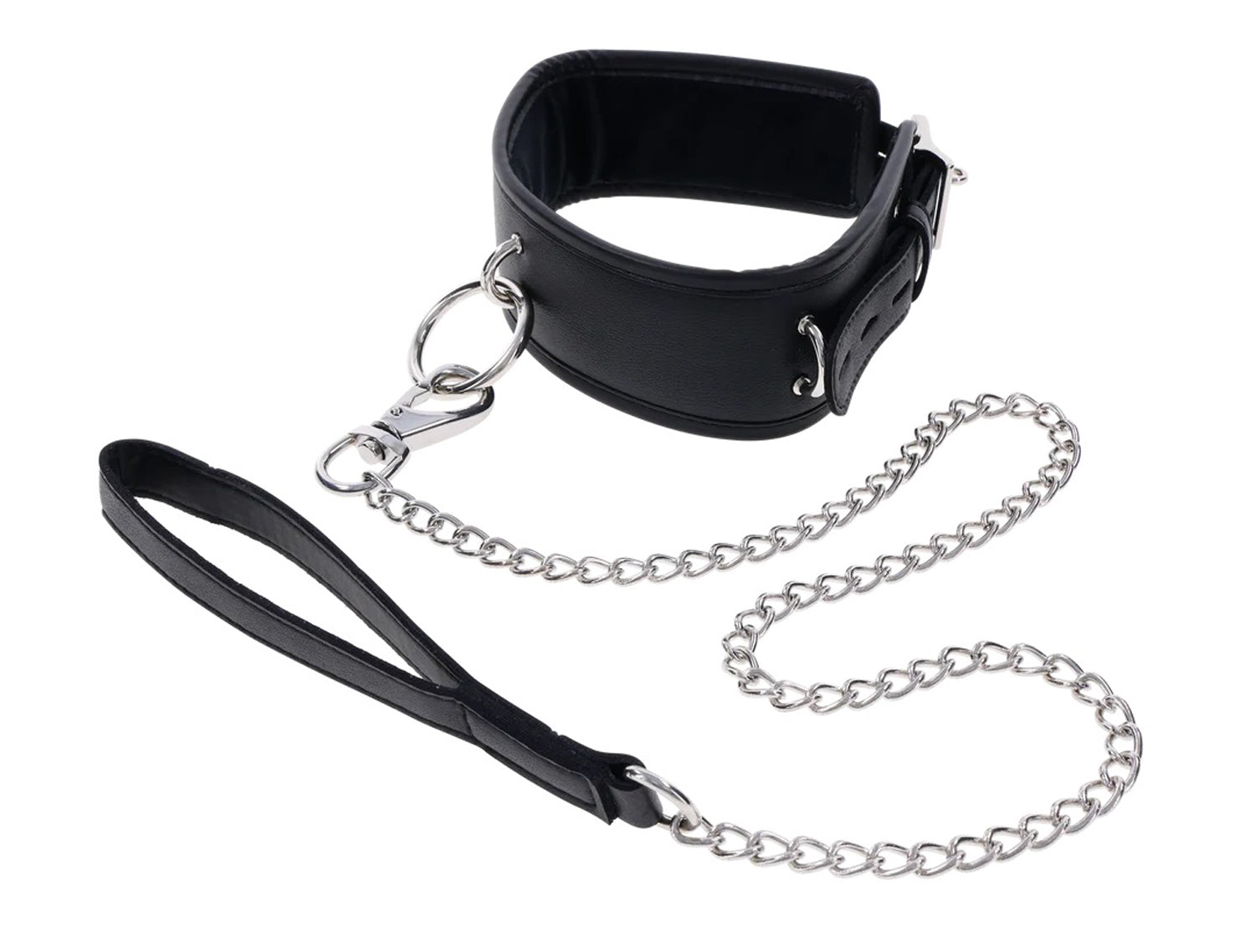 Sportsheets Edge Collar and Leash - Black — black bondage toy at Stuffgoodies