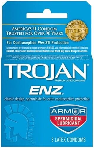 Trojan Enz Armor Spermicidal Lubricated Condoms - 3 Pack