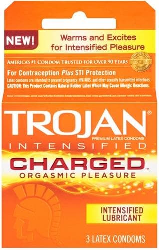 Trojan Intensified Charged Orgasmic Pleasure Condoms - 3 Pack