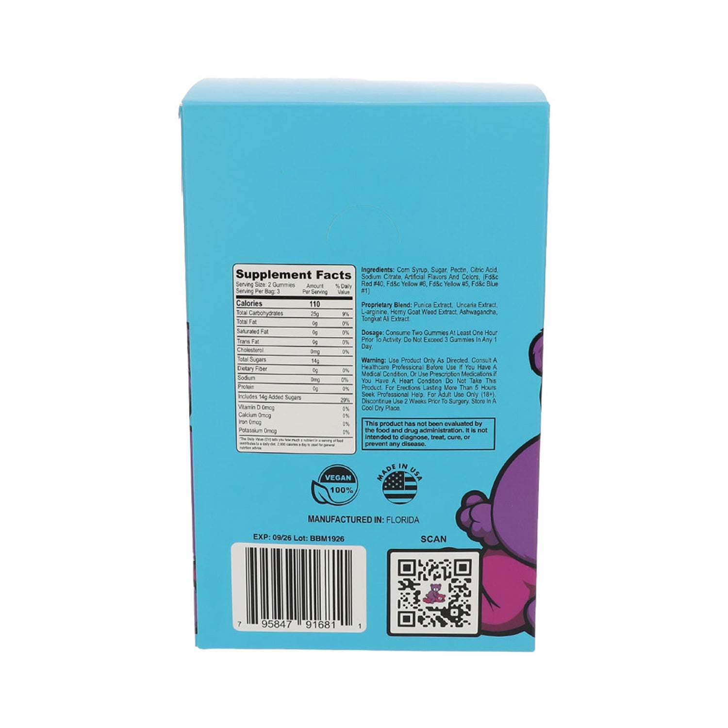 Boner Bear Gummy Male Display of 20 Ct -(Net)