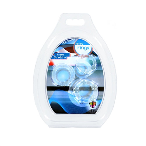 XR Brands Performance Penis Ring Set of 3 - Clear — clear cock ring at Stuffgoodies