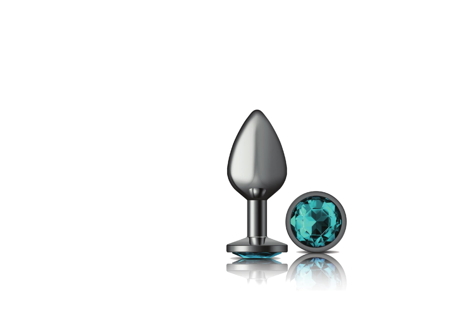 Teal Round Gem Gunmetal Metal Plug - Md