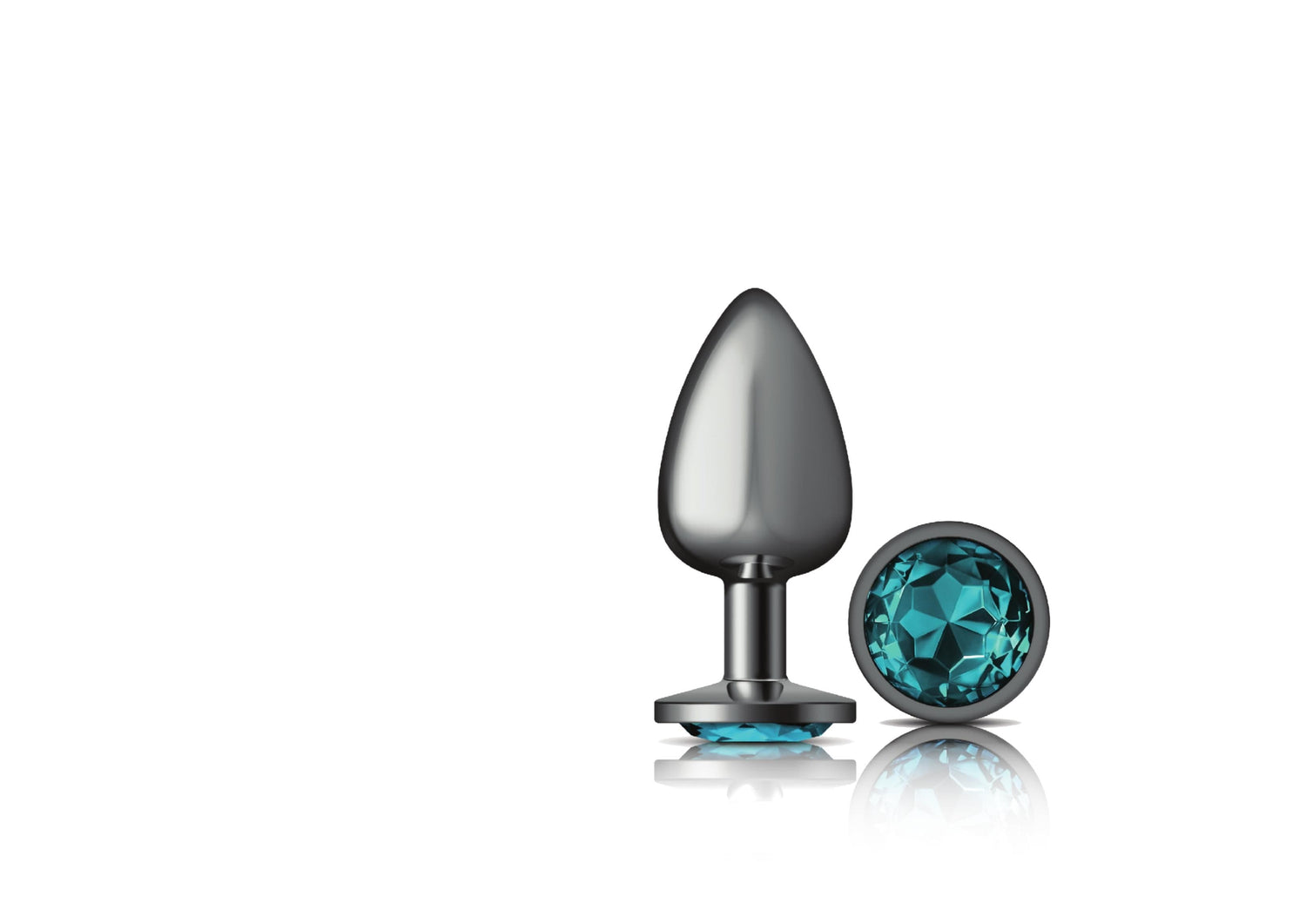 Teal Round Gem Gunmetal Metal Plug - Lg