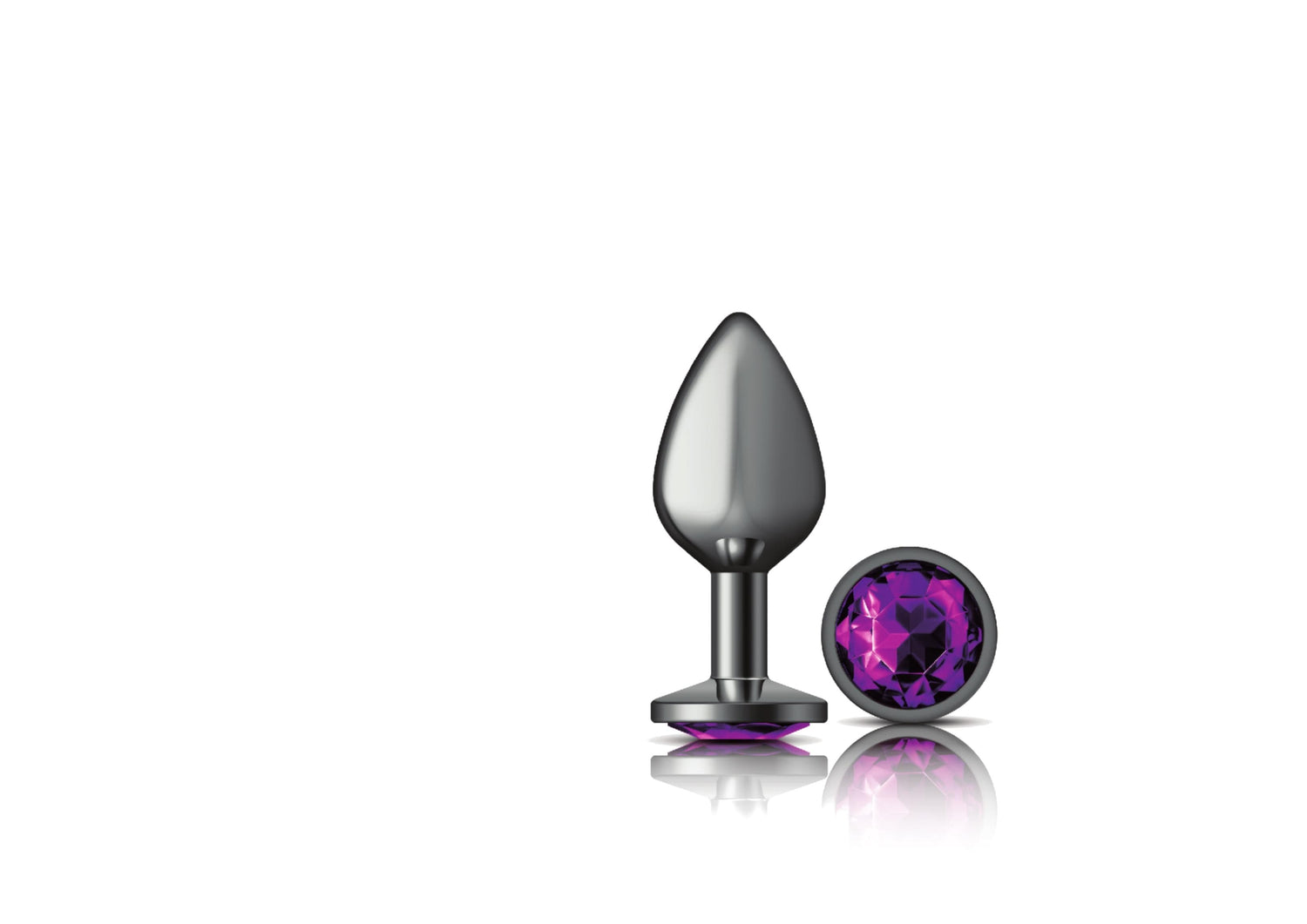 Purple Round Gem Gunmetal Metal Plug - Md