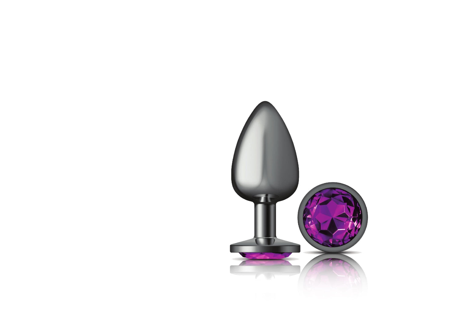 Purple Round Gem Gunmetal Metal Plug - Lg