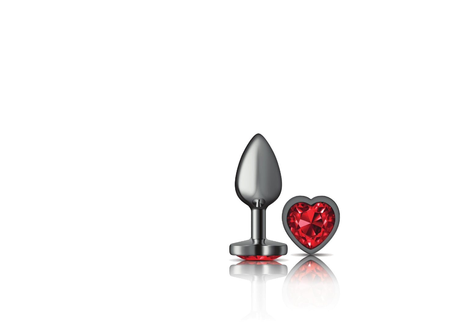 Deep Red Heart Gem Gunmetal Metal Plug - Sm