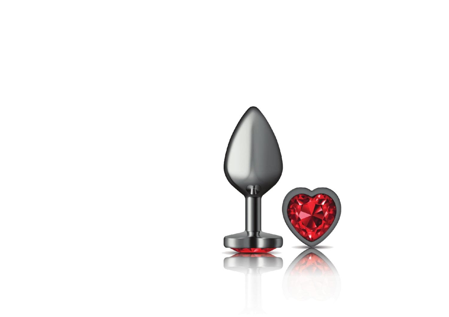 Deep Red Heart Gem Gunmetal Metal Plug - Md