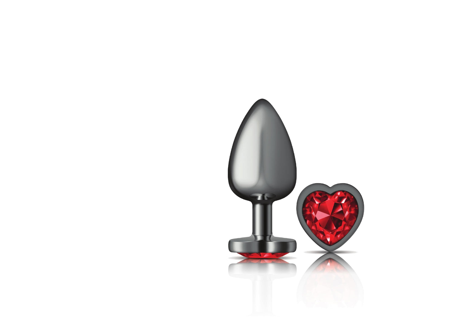 Deep Red Heart Gem Gunmetal Metal Plug - Lg