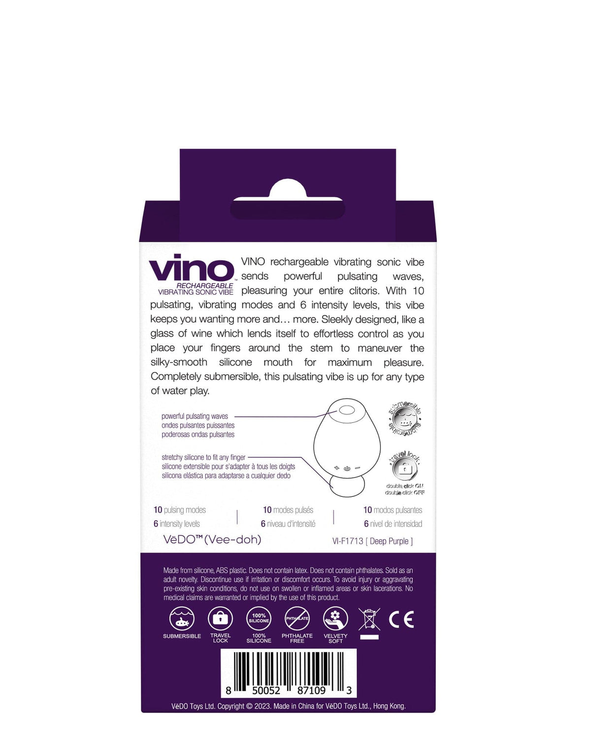 vino rechargeable vibrating sonic vibe purple