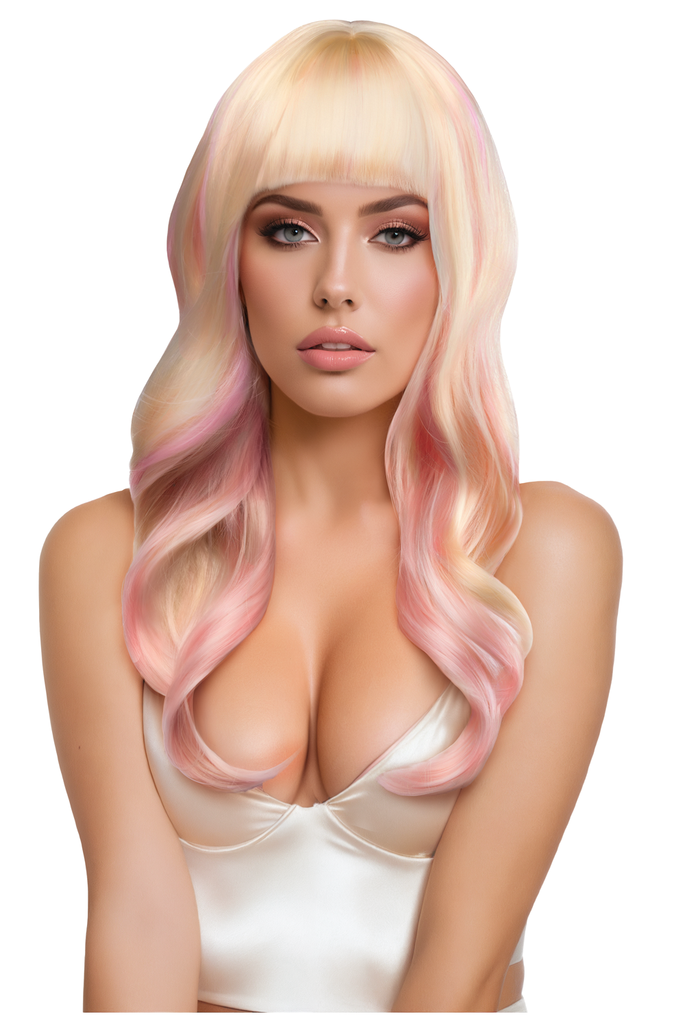 Nicki Premium Stylable Wig - Light Pink / Blonde