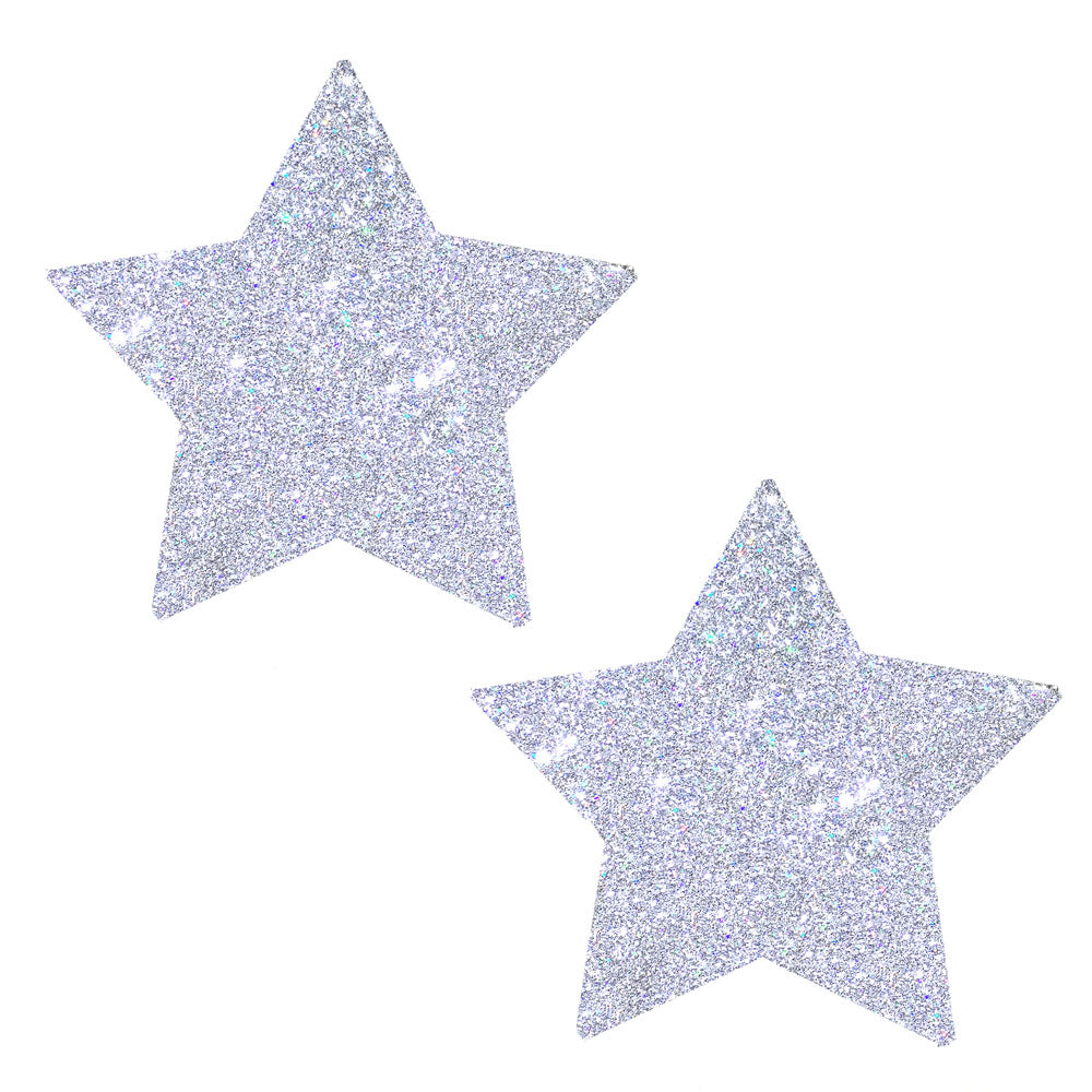 Neva Nude Silver Pixie Dust Glitter Starry Nights Nipztix Pasties — intimate product at Stuffgoodies