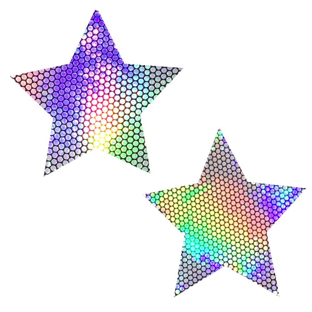 Neva Nude Liquid Party Silver Holographic Starry Nights Nipztix Pasties — intimate product at Stuffgoodies