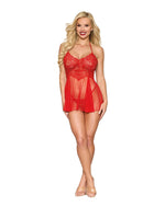 "Babydoll and G-String Dmnd - One Size - Red DG-13524PNSTAOS"