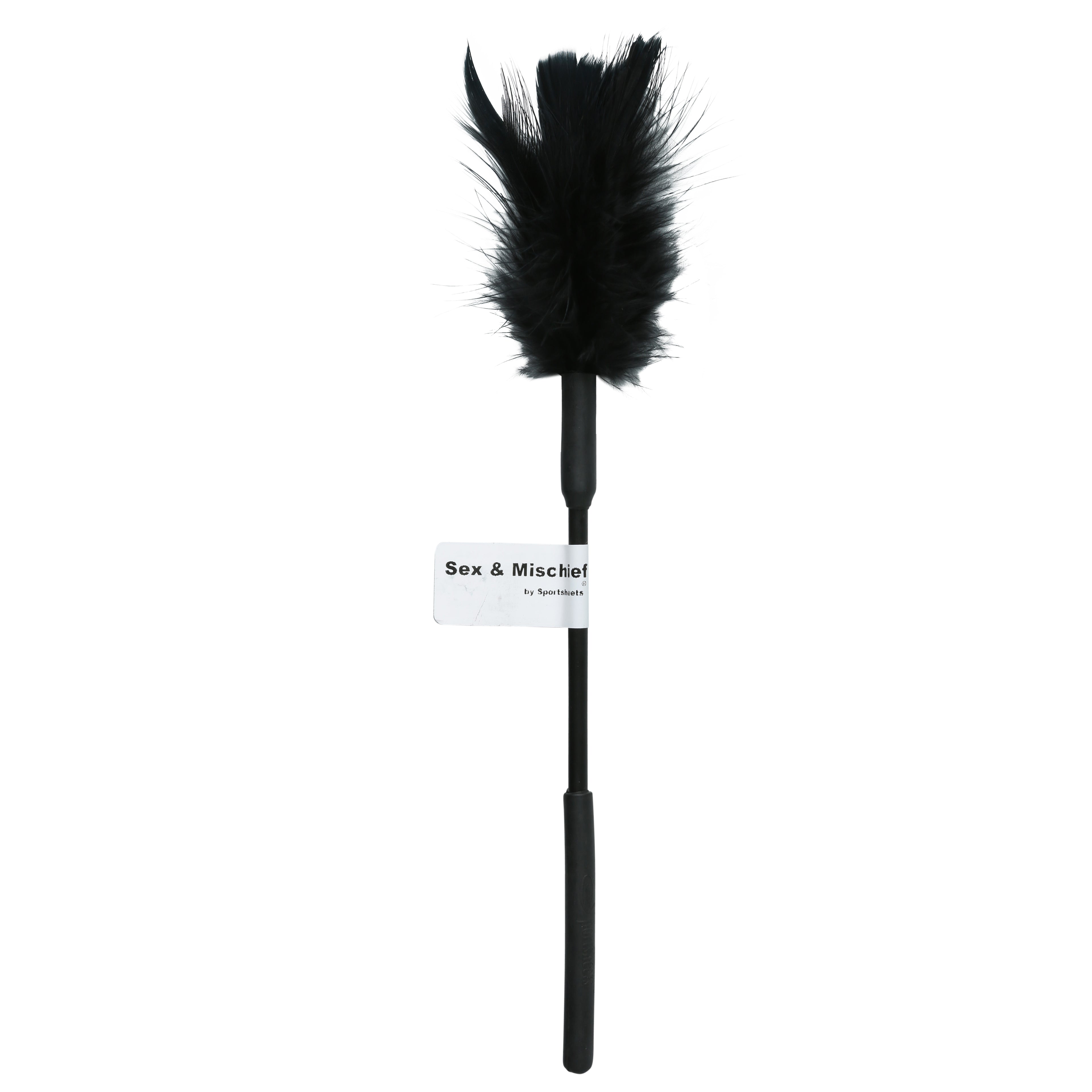 Sportsheets Sex and Mischief Feather Tickler - Black — black bondage toy at Stuffgoodies