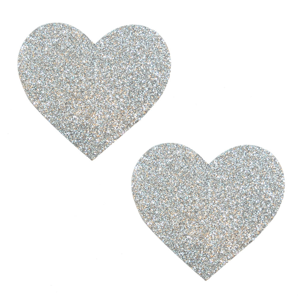 Neva Nude Silver Pixie Dust Glitter Heart Pasties — intimate product at Stuffgoodies