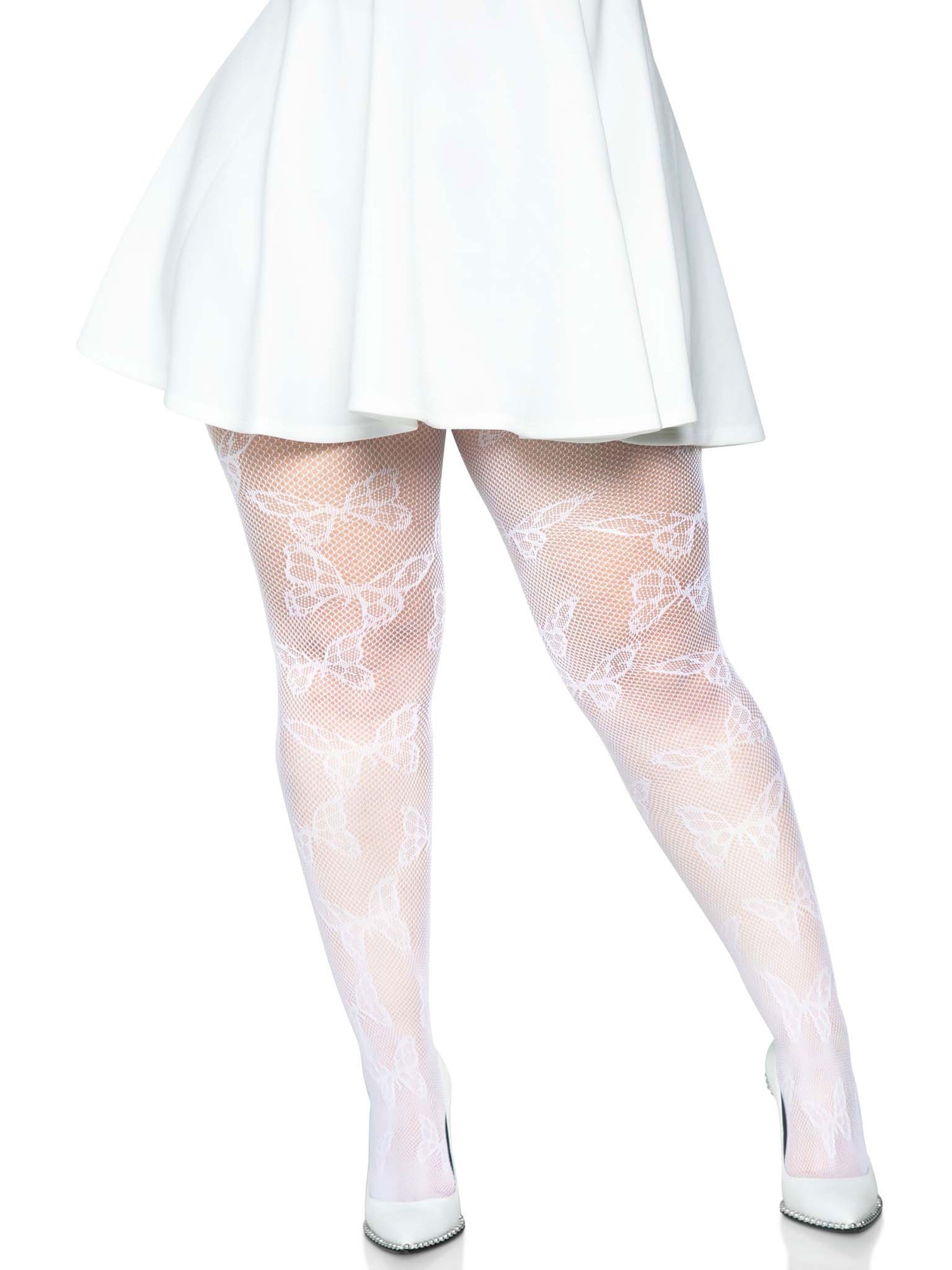"Butterfly Net Tights - 1x/2x - White LA-1412XWHT1X2"