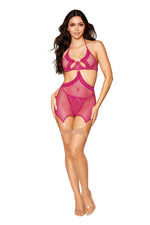 "Garter Slip and G-String - One Size - Beet DG-13275BETOS"