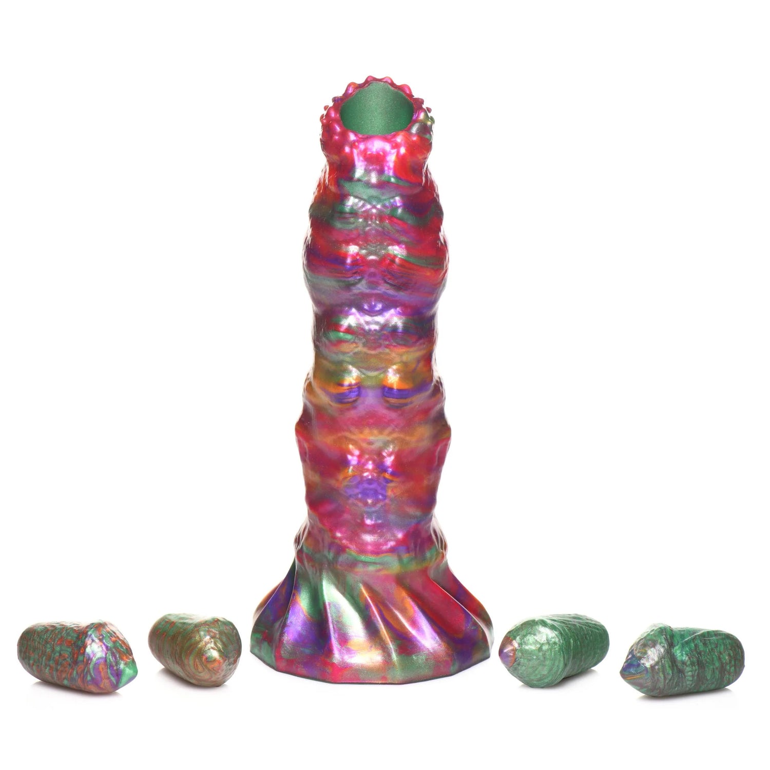 XR Brands — Larva Silicone Ovipositor Dildo With Eggs - Multicolor (CC-AH195-MUL)