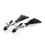 CalExotics Nipple Play Playful Tassels Nipple Clamps - Black — black bondage toy at Stuffgoodies