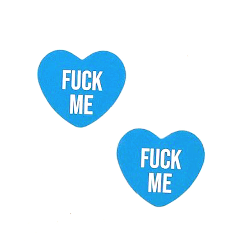 Neva Nude Fuck Me Blue Candy Heart Pasties — intimate product at Stuffgoodies