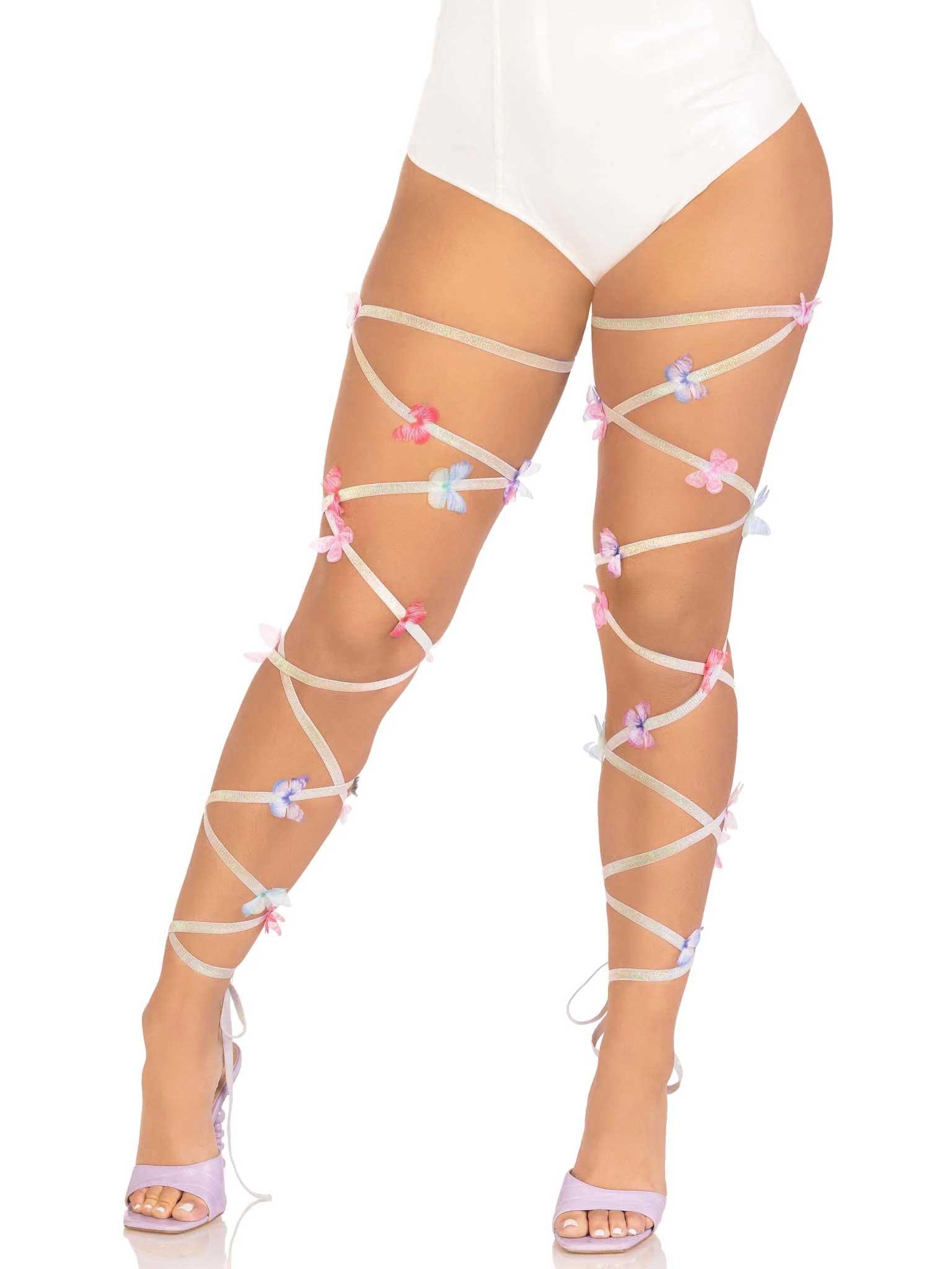 Leg Avenue Butterfly Leg Wraps - One Size - Multicolor — multi lingerie at Stuffgoodies