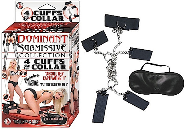 Nasstoys — Dominant Submissive 4 Cuffs and Collar - Black (NW2280-0)