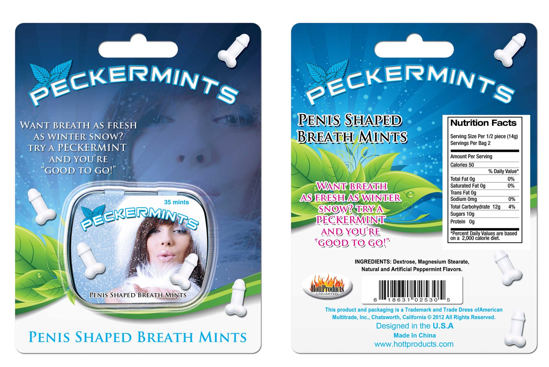 Hott Products Peckermints - Blister Card — green intimate product at Stuffgoodies