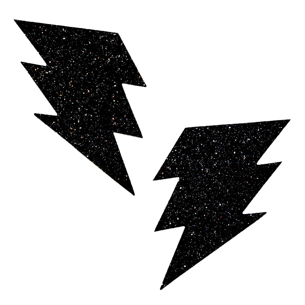 Neva Nude Black Malice Glitter Lightning Bolt Nipztix Pasties — intimate product at Stuffgoodies