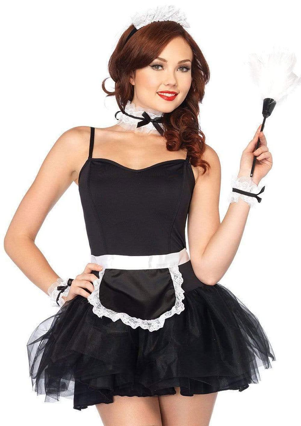 Leg Avenue Lace French Maid Costume Kit - Black — black intimate product at Stuffgoodies