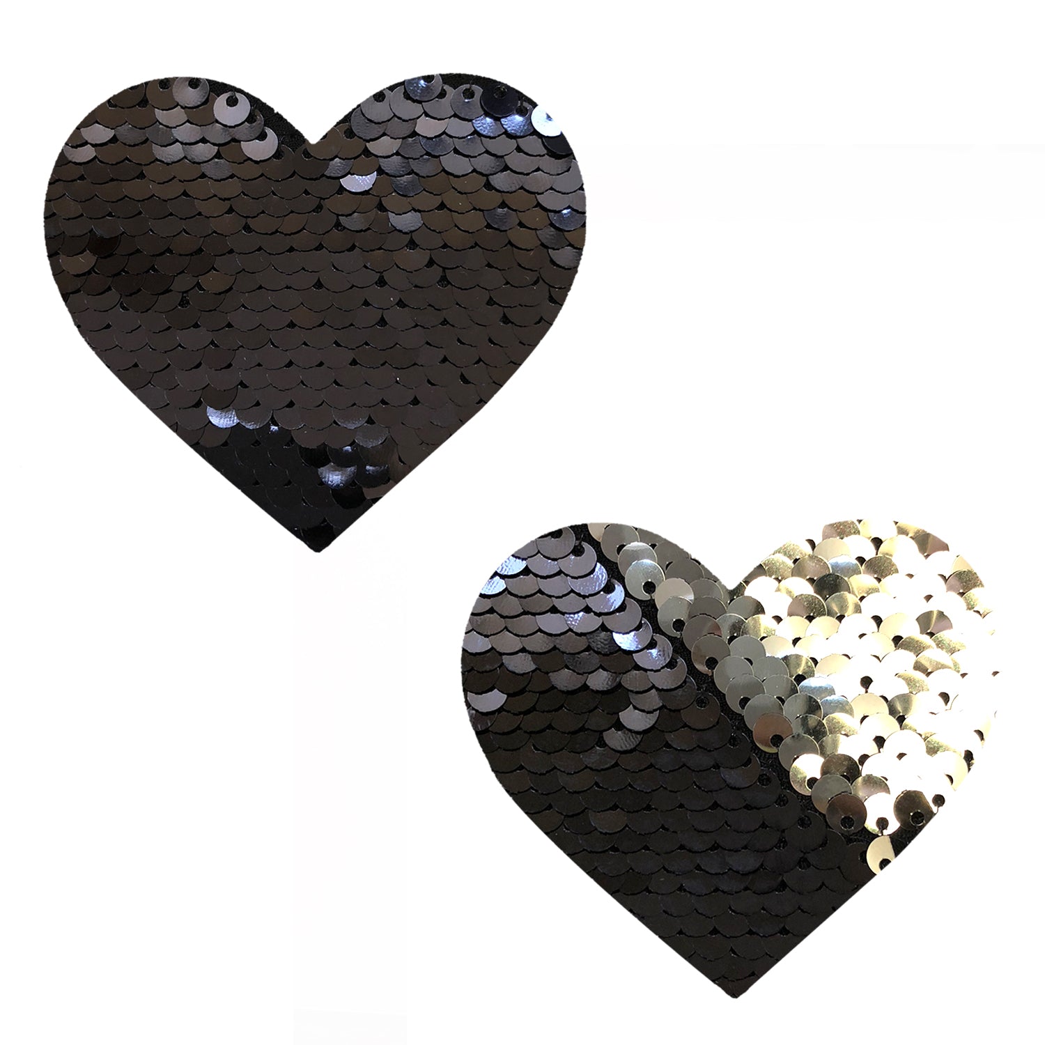 Neva Nude Sequin Medusa Magic Flip Black to Silver I Heart U Nipztix Pasties — intimate product at Stuffgoodies