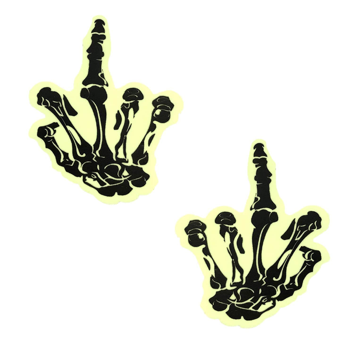 Neva Nude Fuck You Glow in the Dark Skeleton Hand Nipple Cover Pasties — intimate product at Stuffgoodies