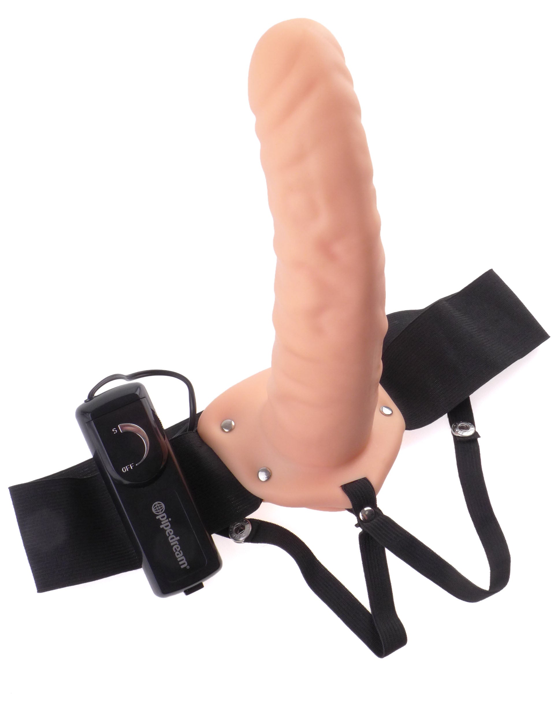 Pipedream Fetish Fantasy Series 8-Inch Vibrating Hollow Strap-on - Flesh — strap-on at Stuffgoodies