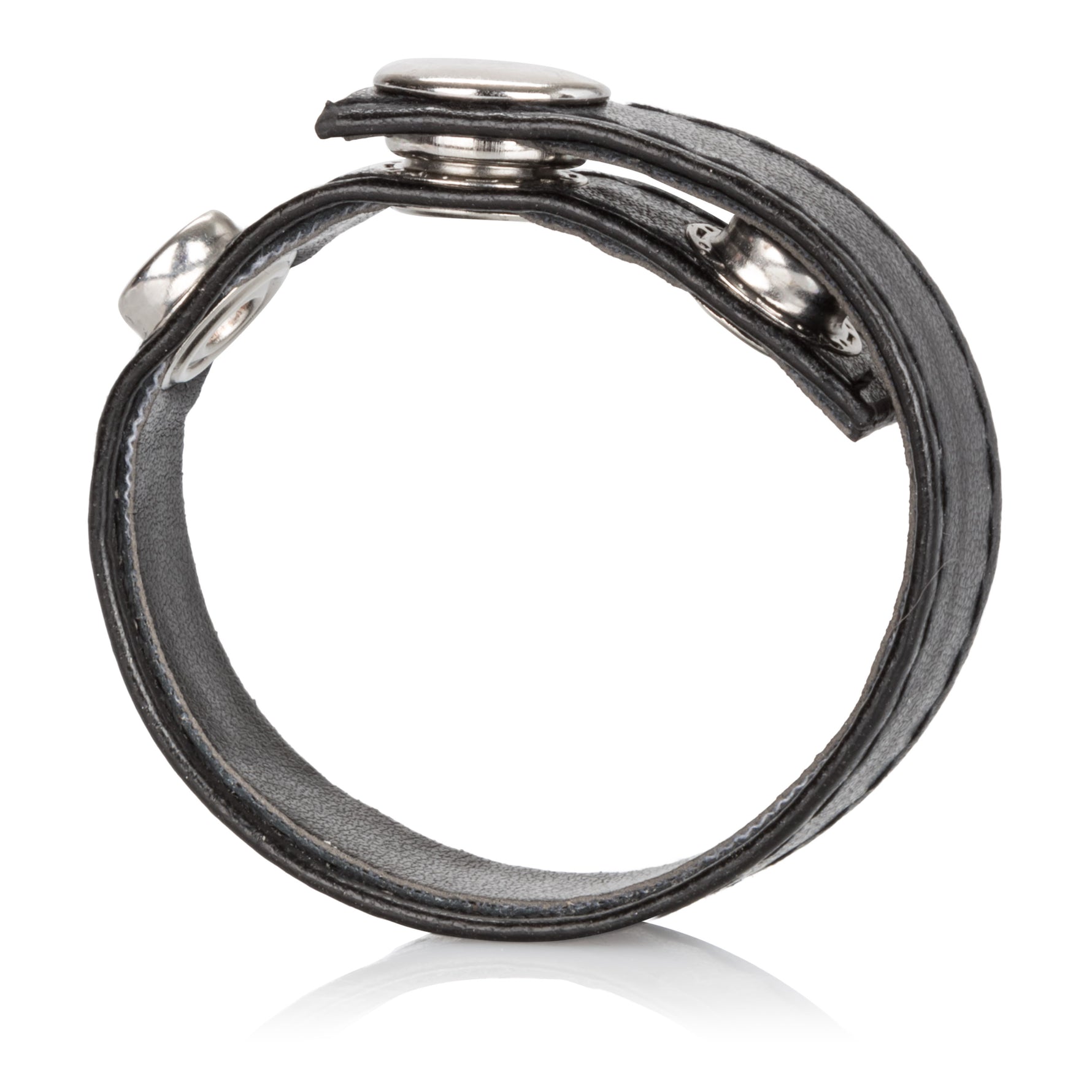 CalExotics Leather Black 3-Snap Ring — cock ring at Stuffgoodies