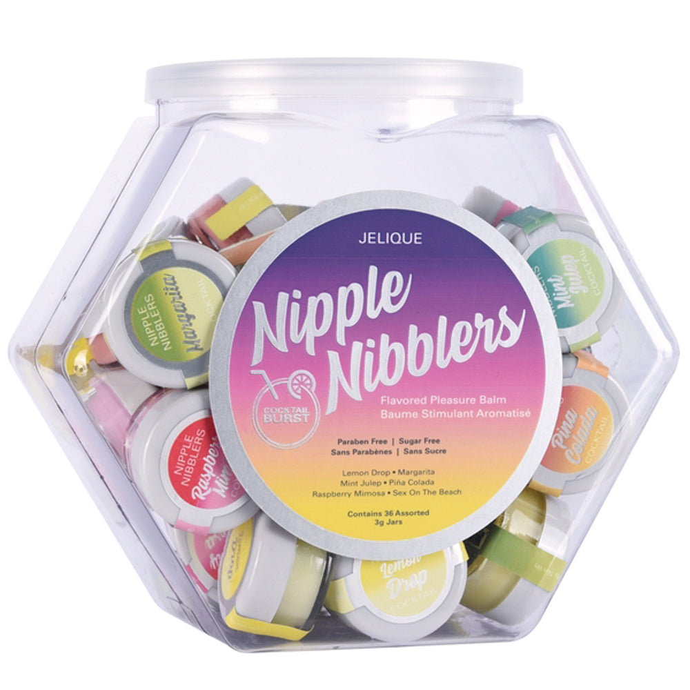 Jelique Products Nipple Nibblers Cocktail Pleasure Balm Assorted - 36 Pc Bowl - 3g Jar — intimate product at Stuffgoodies